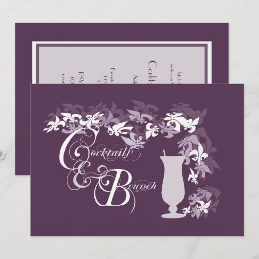 Fleur de Lis Hurricane Cocktails en Brunch Kaart (Voorkant / Achterkant)