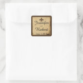  Fleur de Lis Huwelijksenvelopzegel Vierkante Sticker (Tas)
