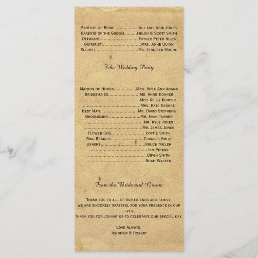 Fleur de Lis huwelijksprogramma Programmakaart (Achterkant)