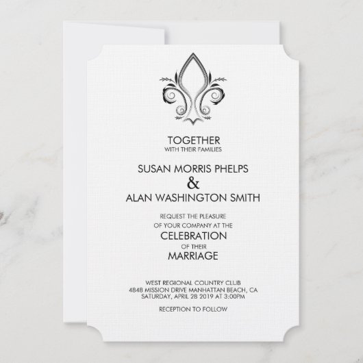 Fleur De Lis Icon Wedding Uitnodiging (Voorkant)