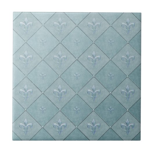 Fleur De Lis in Aqua Tegeltje (Voorkant)