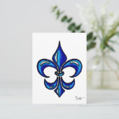 Fleur DE Lis in Blauw Briefkaart (Staand voorkant)