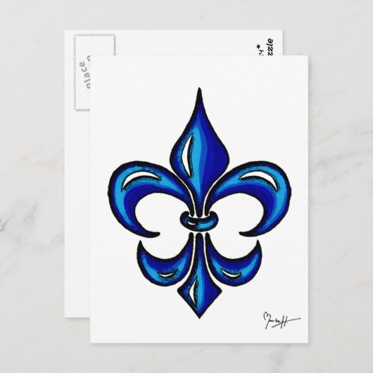 Fleur DE Lis in Blauw Briefkaart (Voorkant / Achterkant)