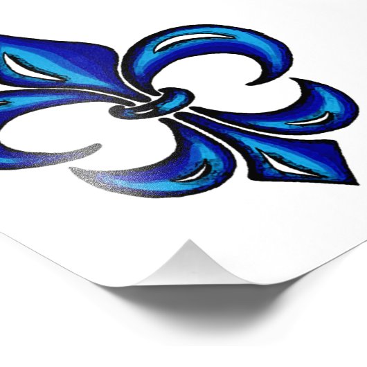 Fleur de Lis in Blue Foto Afdruk (Hoek)