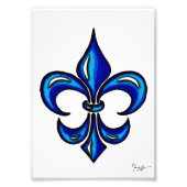 Fleur de Lis in Blue Foto Afdruk (Voorkant)