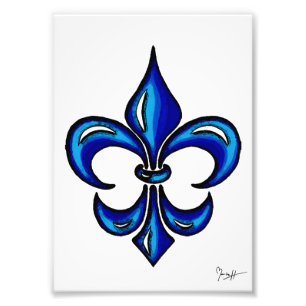Fleur de Lis in Blue Foto Afdruk
