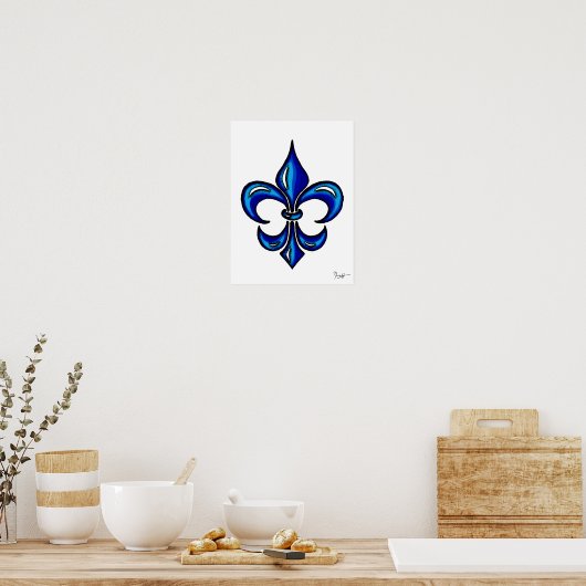 Fleur de Lis in Blue Poster (Keuken)