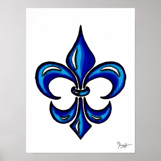 Fleur de Lis in Blue Poster (Voorkant)
