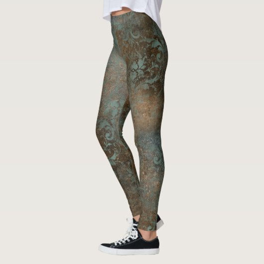 Fleur De Lis in een Rusty-achtergrond Leggings (Links)