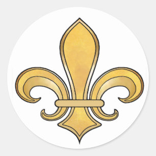 Fleur de Lis in effen kleur - Geel Ronde Sticker