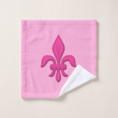 Fleur de Lis in Fuchsia Pink in lichtroze Bad Handdoek (Wasdoekje)