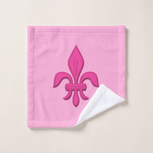 Fleur de Lis in Fuchsia Pink in lichtroze Bad Handdoek (Wasdoekje)