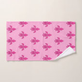 Fleur de Lis in Fuchsia Pink in lichtroze Bad Handdoek (Handdoek)