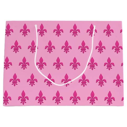 Fleur de Lis in Fuchsia Pink in lichtroze Groot Cadeauzakje (Voorkant)