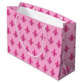 Fleur de Lis in Fuchsia Pink in lichtroze Groot Cadeauzakje (Achterkant Gekanteld)