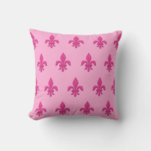 Fleur de Lis in Fuchsia Pink in lichtroze Kussen