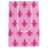 Fleur de Lis in Fuchsia Pink in lichtroze Medium Cadeauzakje (Achterkant)