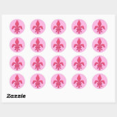 Fleur de Lis in Fuchsia Pink in lichtroze Ronde Sticker (Vel)