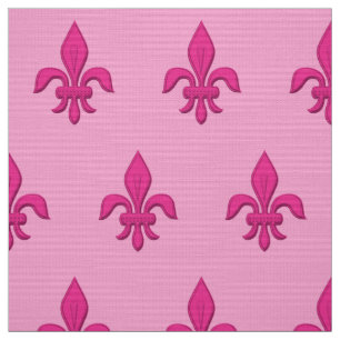 Fleur de Lis in Fuchsia Pink in lichtroze Stof