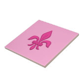 Fleur de Lis in Fuchsia Pink in lichtroze Tegeltje (Zijkant)