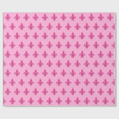 Fleur de Lis in Fuchsia Roze op Licht Roze Cadeaupapier (Vlak)