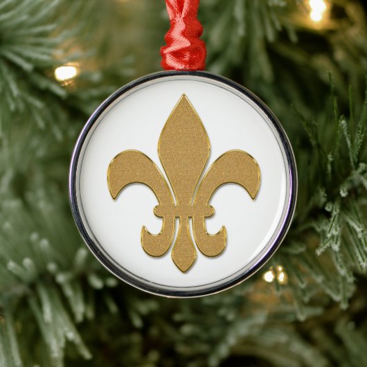 Fleur de lis in Glittering Gold Metalen Ornament (Boom)