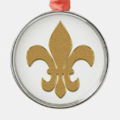 Fleur de lis in Glittering Gold Metalen Ornament (Voorkant)