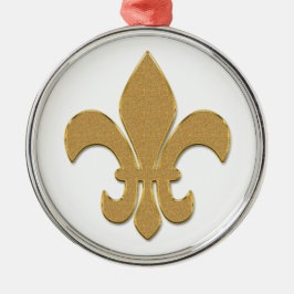 Fleur de lis in Glittering Gold Metalen Ornament