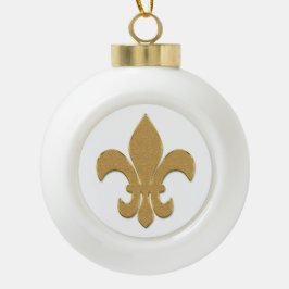 Fleur de lis in goud keramische bal ornament