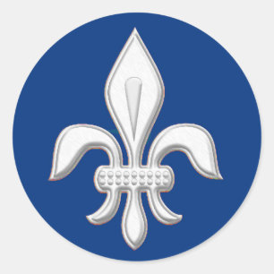 Fleur de Lis in het wit op diepkobalt blauw Ronde Sticker