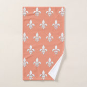 Fleur de Lis in het wit op licht koraalroze / perz Bad Handdoek (Handdoek)