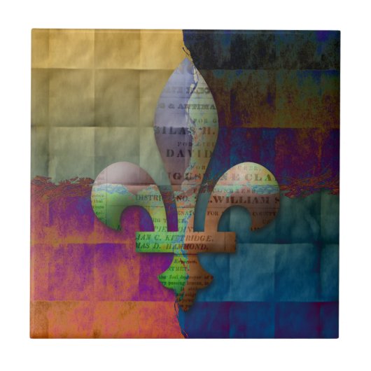 Fleur de Lis in Jewel Tones Tegeltje (Voorkant)