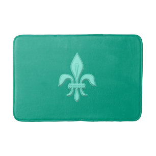 Fleur de Lis in Light Aqua on Turquoise Badmat