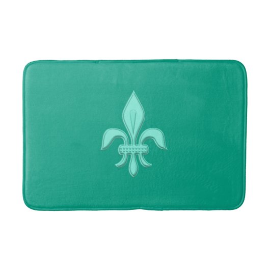 Fleur de Lis in Light Aqua on Turquoise Badmat (Voorkant)
