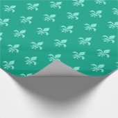 Fleur de Lis in Light Aqua on Turquoise Cadeaupapier (Hoek)