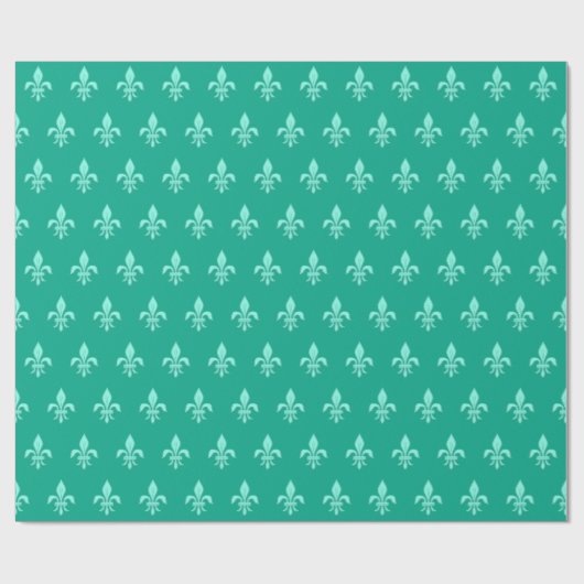 Fleur de Lis in Light Aqua on Turquoise Cadeaupapier (Vlak)