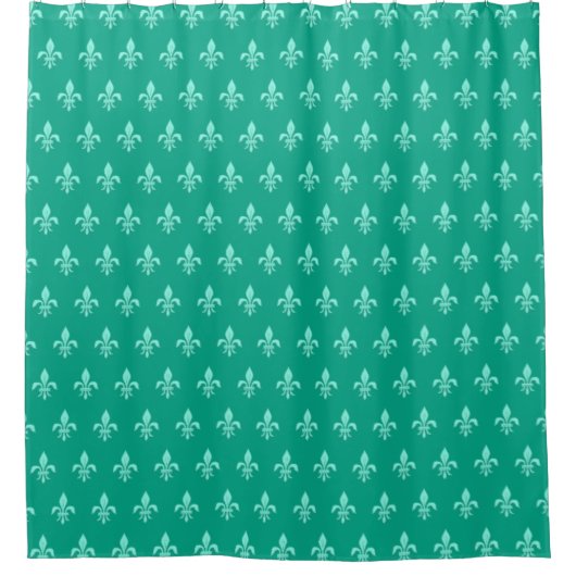 Fleur de Lis in Light Aqua on Turquoise Douchegordijn (Voorkant)