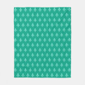 Fleur de Lis in Light Aqua on Turquoise Fleece Deken (Voorkant)