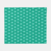 Fleur de Lis in Light Aqua on Turquoise Fleece Deken (Voorkant (Horizontaal))