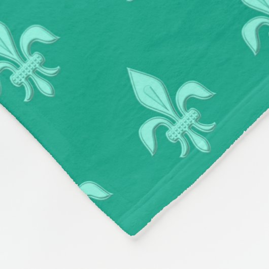 Fleur de Lis in Light Aqua on Turquoise Fleece Deken (Hoek)
