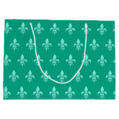 Fleur de Lis in Light Aqua on Turquoise Groot Cadeauzakje (Achterkant)