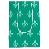 Fleur de Lis in Light Aqua on Turquoise Medium Cadeauzakje (Achterkant)