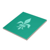 Fleur de Lis in Light Aqua on Turquoise Tegeltje (Zijkant)
