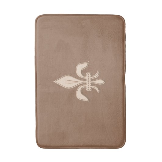 Fleur de Lis in Light Beige op Taupe Tan Badmat (Voorkant Verticaal)
