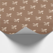 Fleur de Lis in Light Beige op Taupe Tan Cadeaupapier (Hoek)