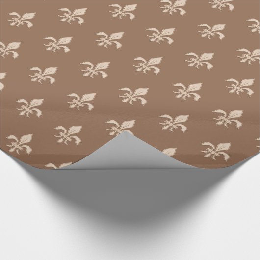 Fleur de Lis in Light Beige op Taupe Tan Cadeaupapier (Hoek)