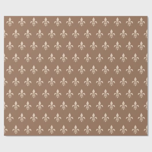 Fleur de Lis in Light Beige op Taupe Tan Cadeaupapier (Vlak)