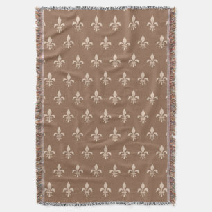 Fleur de Lis in Light Beige op Taupe Tan Deken