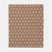 Fleur de Lis in Light Beige op Taupe Tan Fleece Deken (Voorkant)