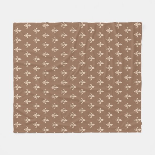Fleur de Lis in Light Beige op Taupe Tan Fleece Deken (Voorkant (Horizontaal))